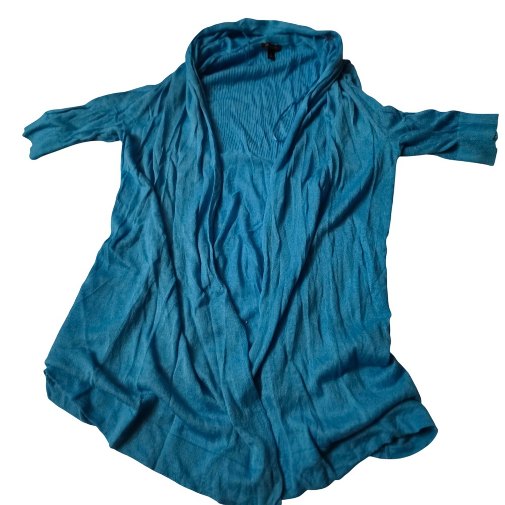 Ann Taylor Womens Turquoise Blue Ribbed Knit Cowl Neck Sleeveless Top Size M